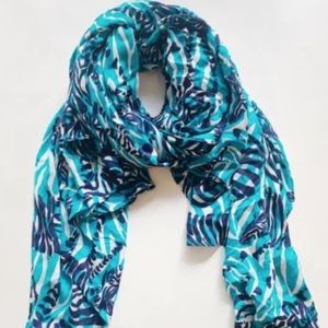 Lilly Pulitzer Blue Zebra Print Lillian Scarf/Wrap